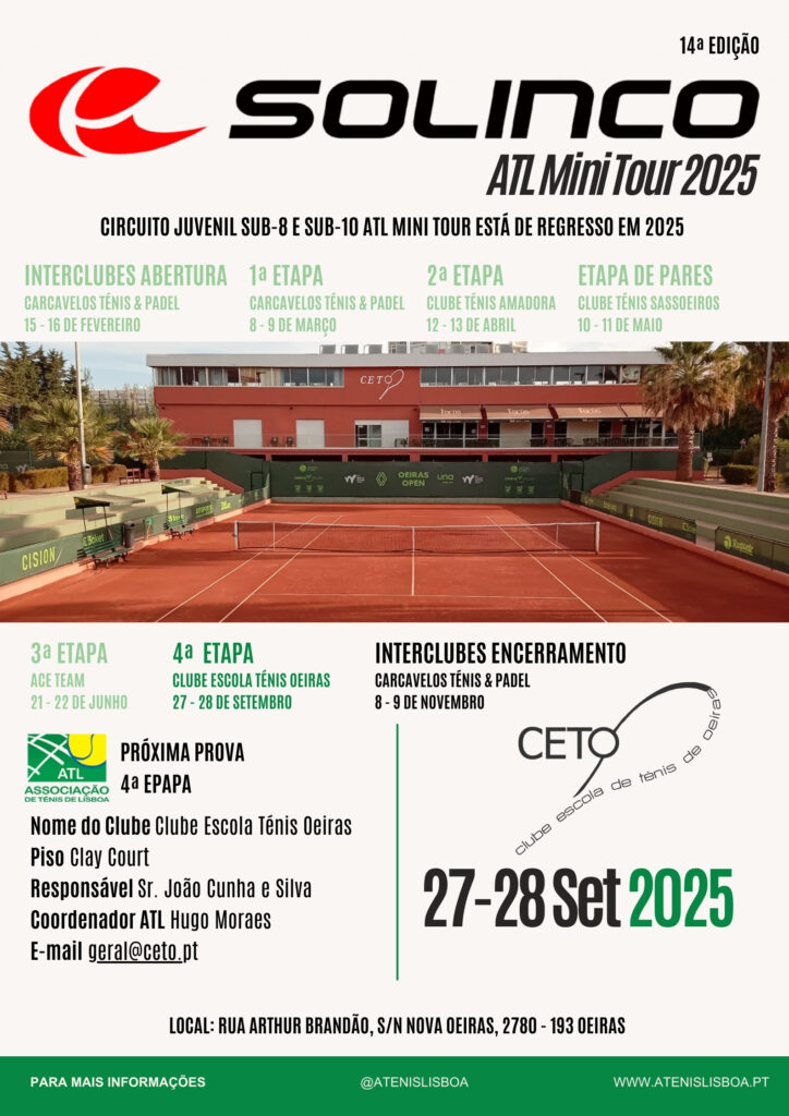 O Circuito ATL/Solinco Mini Tour 2025 está de volta a Oeiras! Associação de Ténis de Lisboa